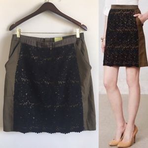 Anthropologie Maeve Olive Green and Black Lace Skirt 2